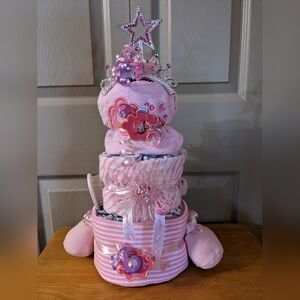 New 3 Tier Princess Diaper Cake, Gerber,